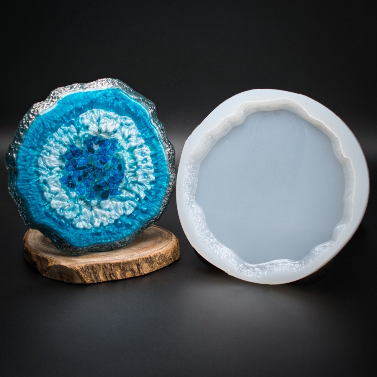 Handmade Round Silicone Coaster Mold with Live Rough Edge